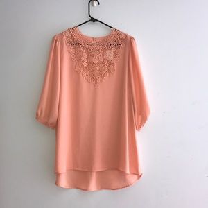 3/4 Sleeve Blush Laced Blouse